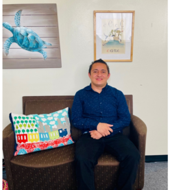 client sitting in the nj office