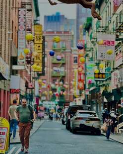 Street scene in Chinatown, New York City. 