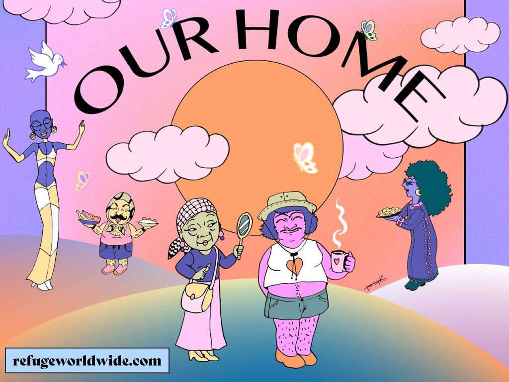 Der Schriftzug Our Home betitelt eine Radio Show Collaboration zwischen International Rescue Committee und Refuge Worldwide