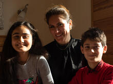 Zahra with her two children