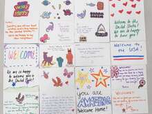 An assortment of drawings on a table