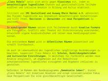 Grünes Infoplakat zum Projekt „Class Rebels“ mit handschriftlicher Überschrift, Projektbeschreibung, Zielen und Kontaktdaten in schwarzer Schrift.