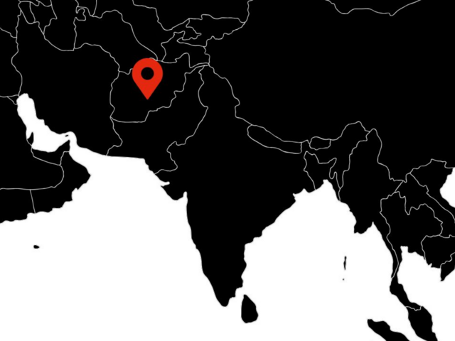 Karta över Afghanistan och delar av Asien som visar var jordbävningen i Afghanistan, augusti 2025, inträffade.