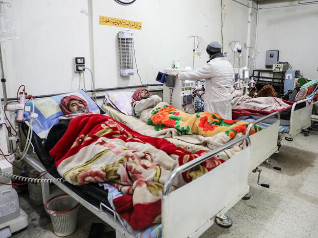 Patients with kidney failure receive treatment at a hospital in Eastern Ghouta.