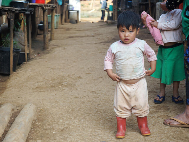 A young boy in a displacement camp in Northern Shan State, Myanmar.