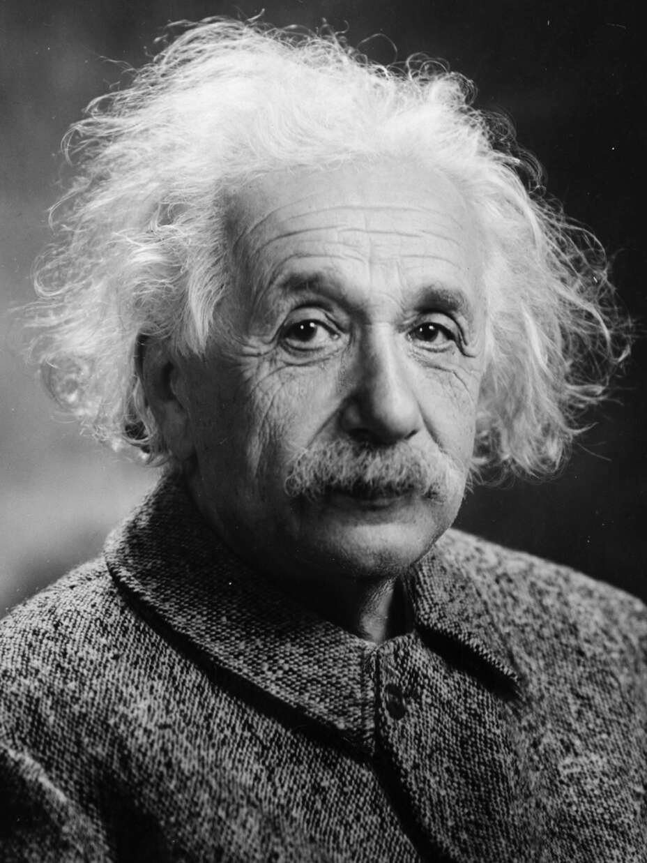 Porträtt av Albert Einstein i svartvitt