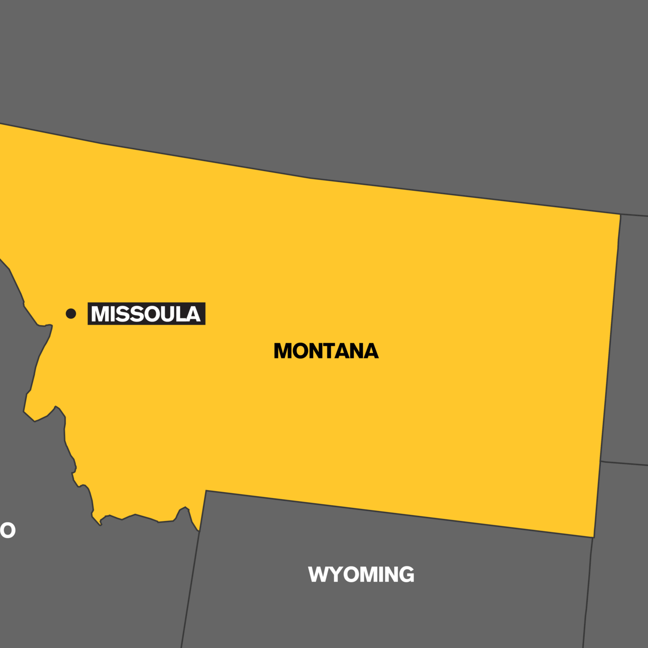 A map which highlights the state of Montana in yellow.