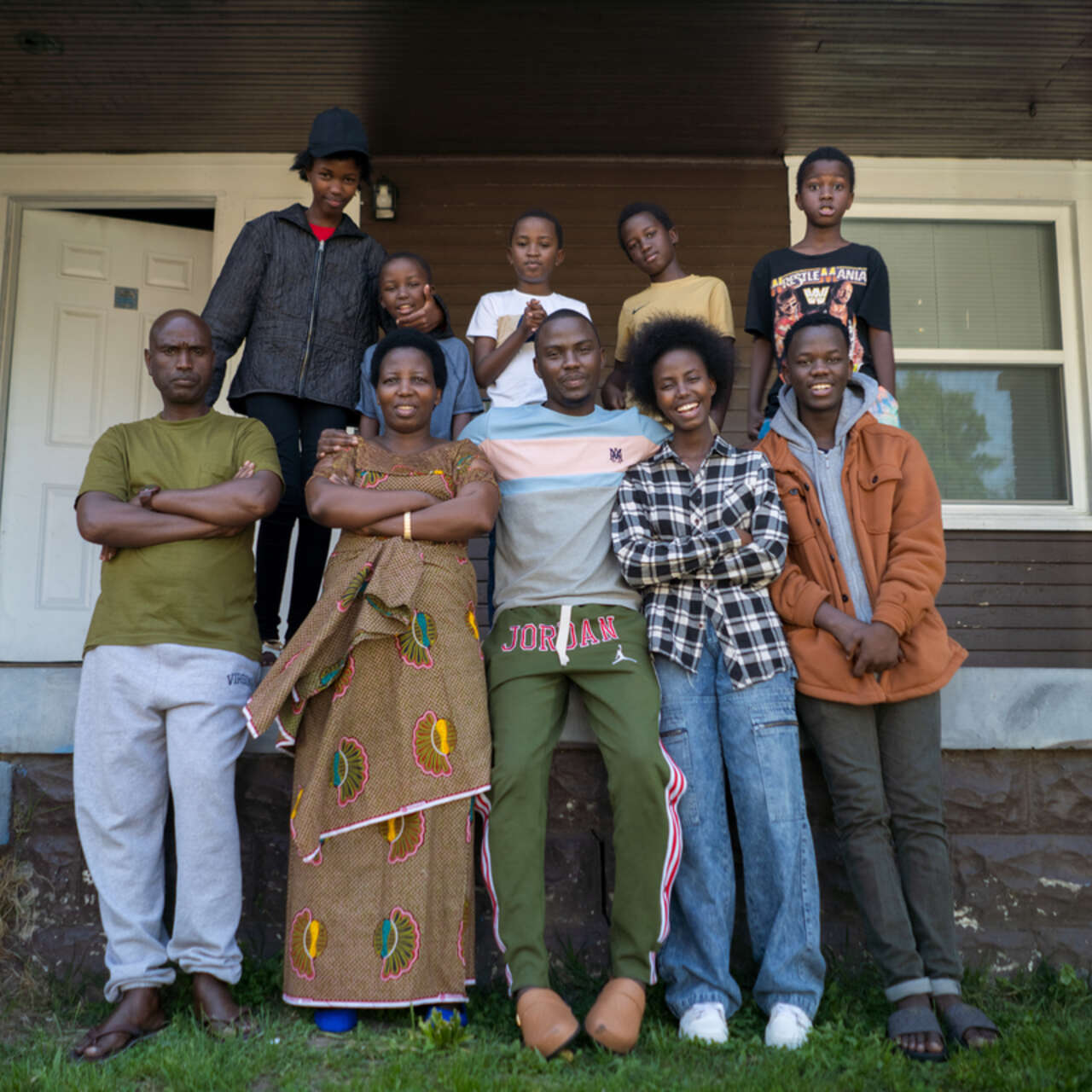 Bonfils Tuyishime, 22, at home with his family in Louisville, Kentucky.