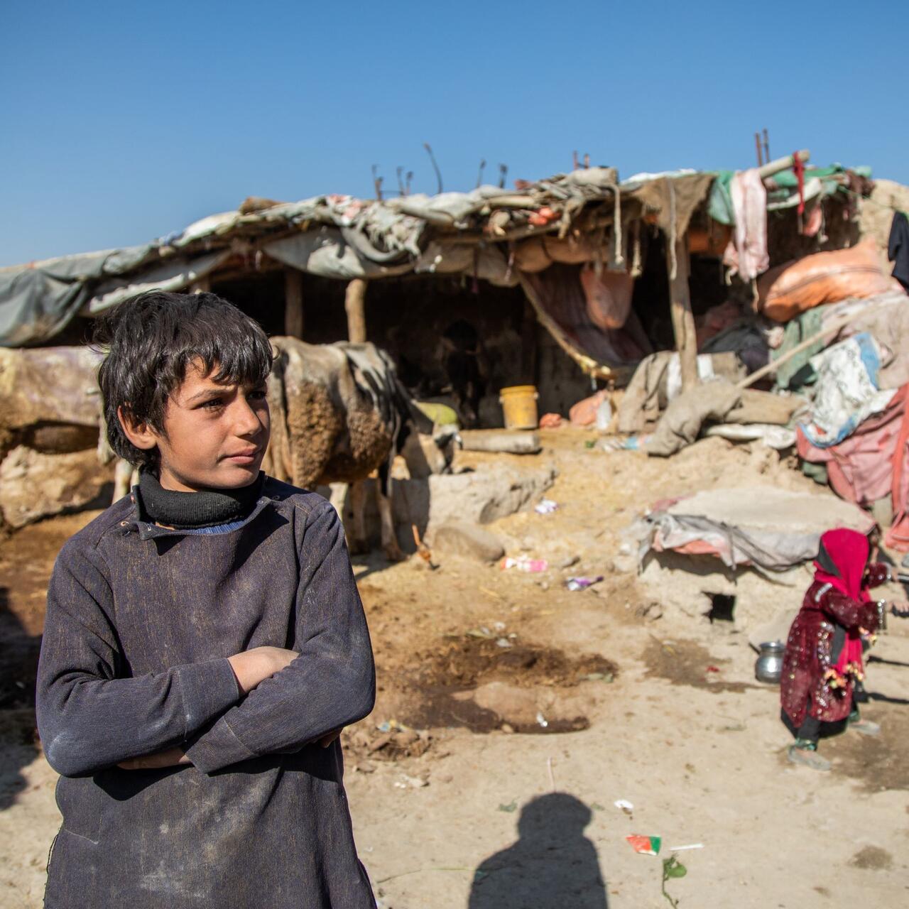 A boy in Ghaibi Bala camp in Kabul, Afghanistan