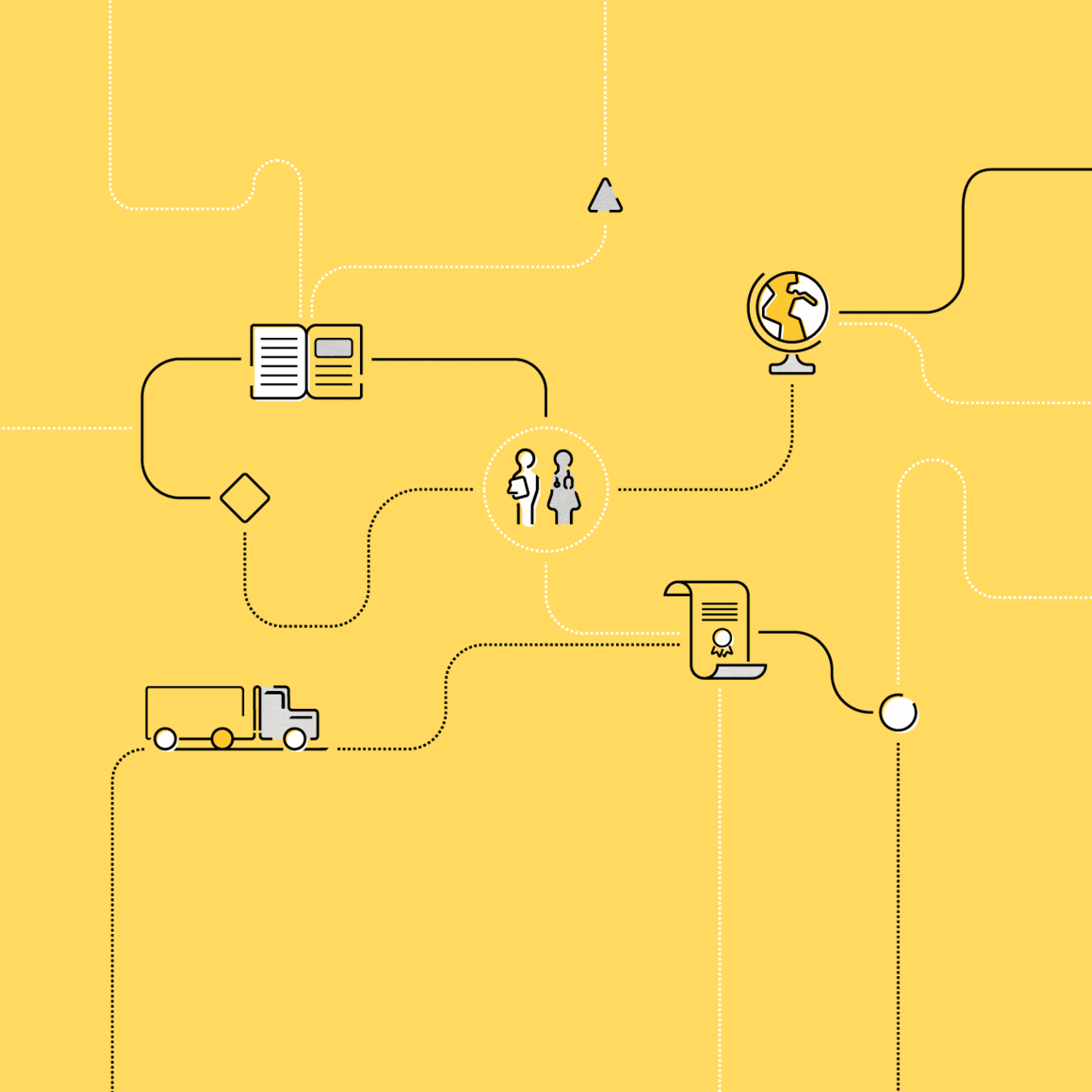 Illustration representing jobs in health and transportation logistics