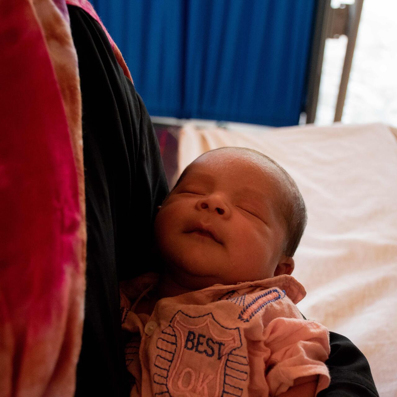 A four-day-old Rohingya boy born in IRC-supported women's centre in Kutupalong refugee camp in Bangladesh