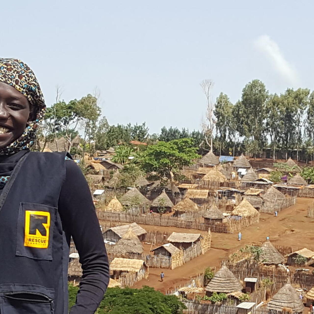 Hafiza, and IRC aid worker and refugee from South Sudan, stands in Tongo refugee camp in Ethiopia