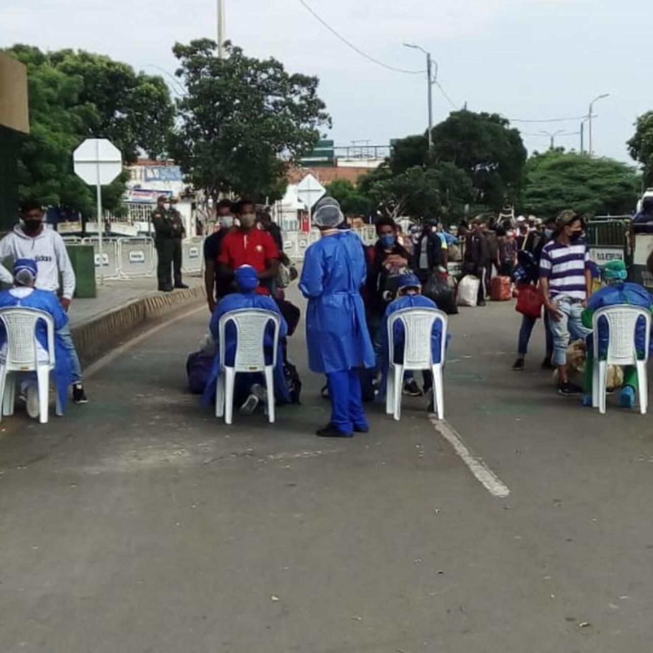 Group of people testing for coronavirus.