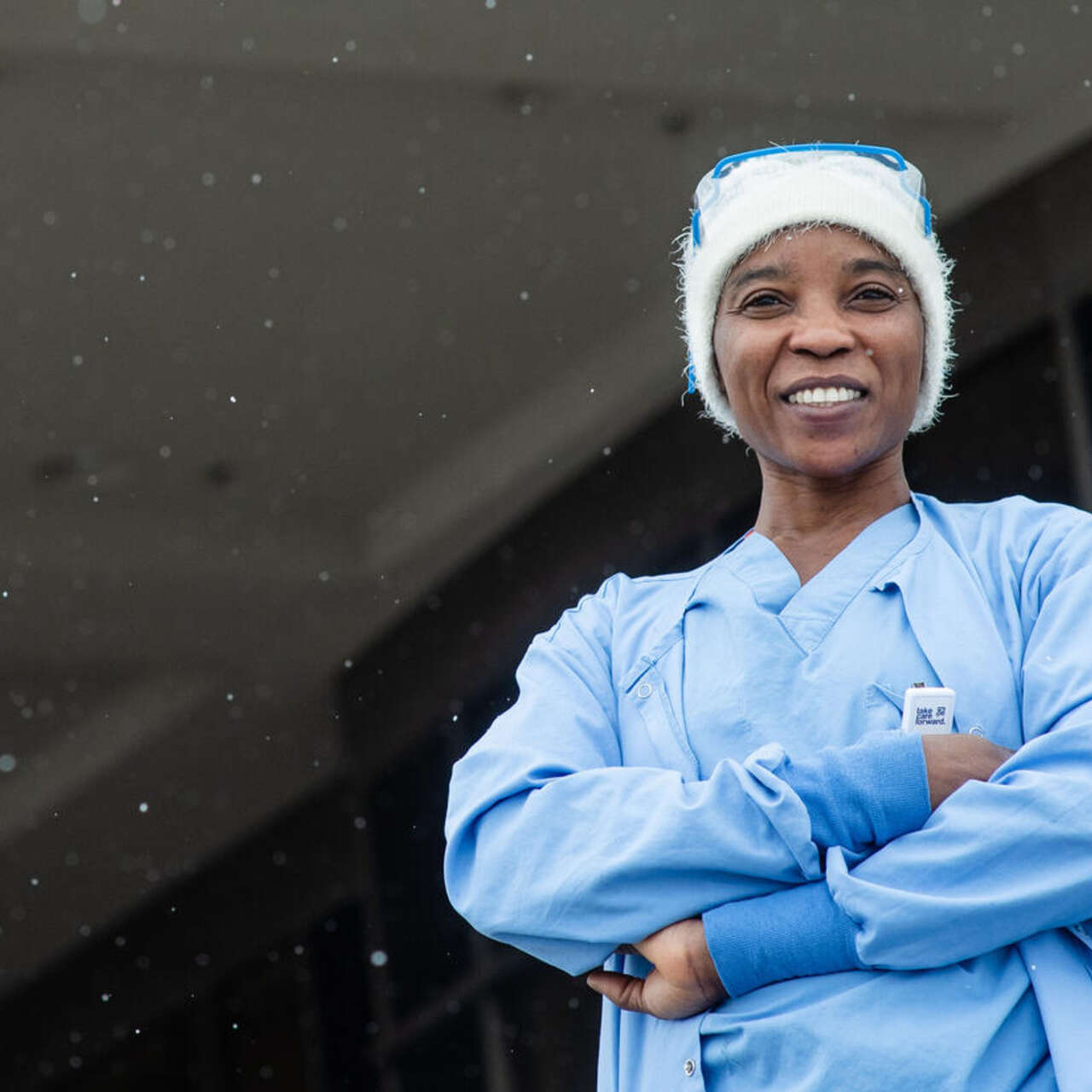 Nabila Hamid standing outside a hospital
