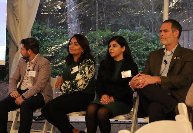 From left to right: Justin Howell, Executive Director of the IRC in Atlanta, Naser Mohdzaher, Alpa Amin, Zuhra Aziz, and Justin Howell