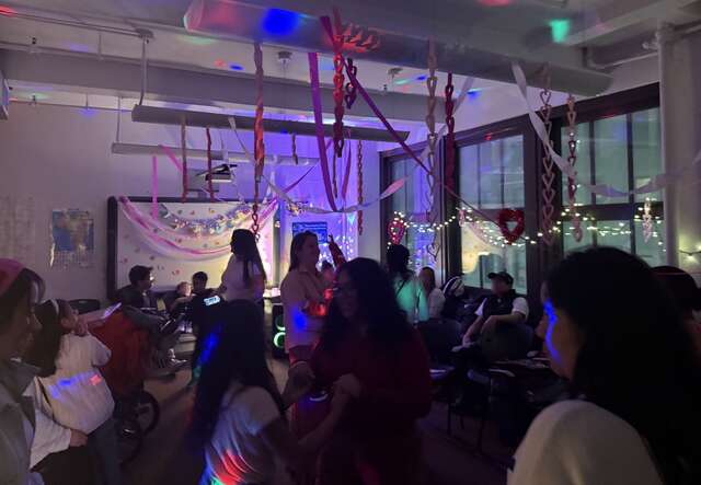 Clients and staff dancing