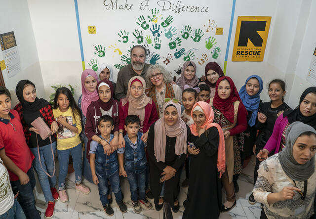 Mandy Patinkin at IRC women's center in Jordan