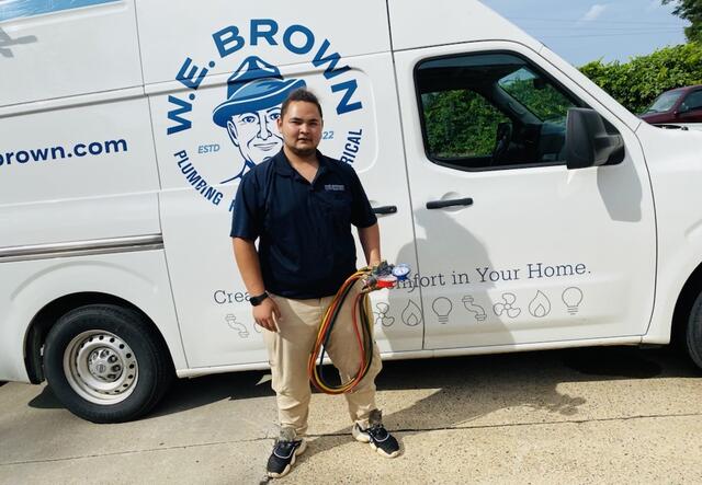Ali in front of W.E. Brown van