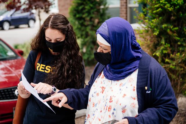 Members of the IRC in Salt Lake City and the Al-Mustafa Foundation of Utah prepare for delivering Eid gifts.