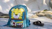 Backpack of a child refugee