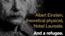 Graphic of back and white Albert Einstein with the words 'Albert Einstein, theoretical physicist, Nobel Laureate.'