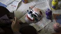 A mask painted by a Syrian child living in a refugee camp in Jordan.