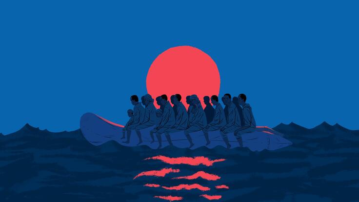 Paul Blow illustration about crossing the mediterranean sea