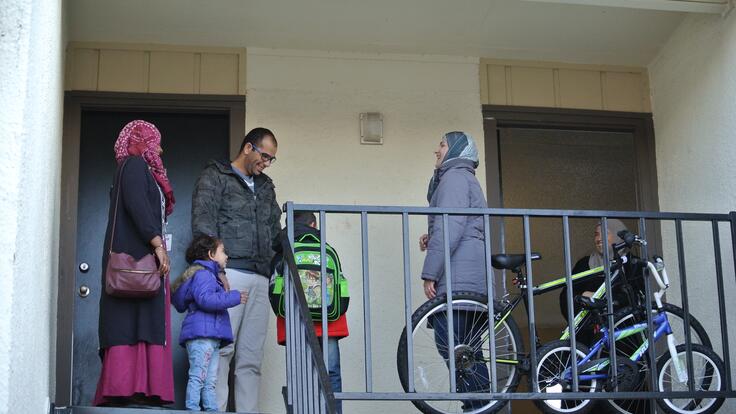 Tamam Al Sharaa and his family at their apartment in North Dallas, Texas.